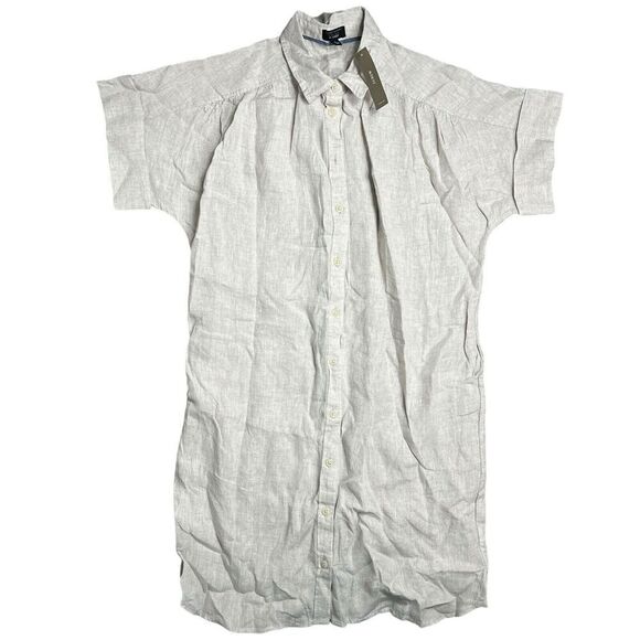J Crew Dress Womens S Beige Irish Linen Relaxed Short Sleeve Baird‎ McNutt - Picture 2 of 10
